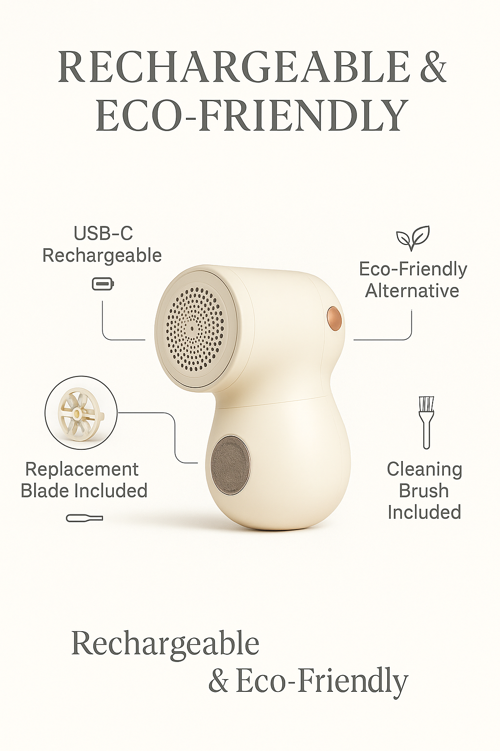 Kaylia Klean Fabric Shaver – Rechargeable Lint Remover for Clothes, Sofas & Bedding